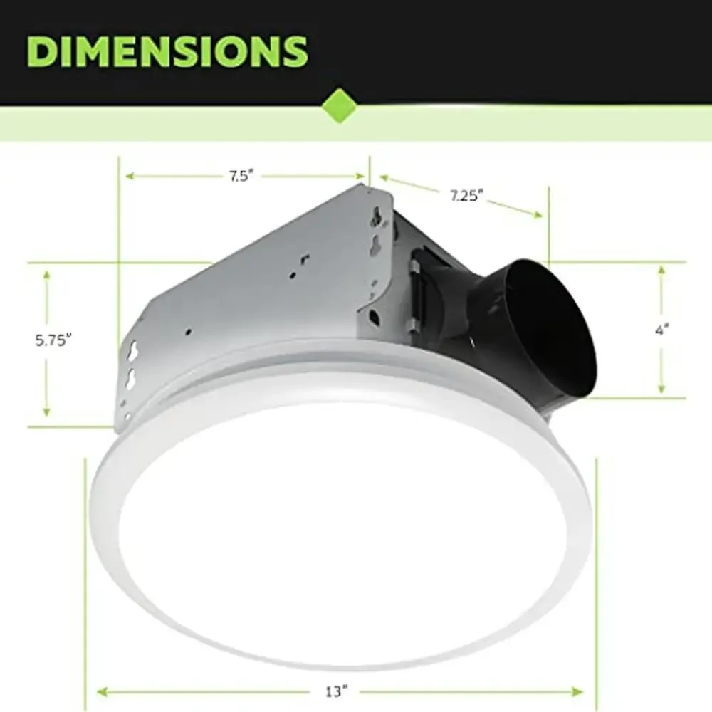 LED Badkamer Afzuigventilator 0,7 Zones 50 CFM Wit Stille ventilatie Corrosiebestendig Eenvoudig te installeren Modern design Huiswerk