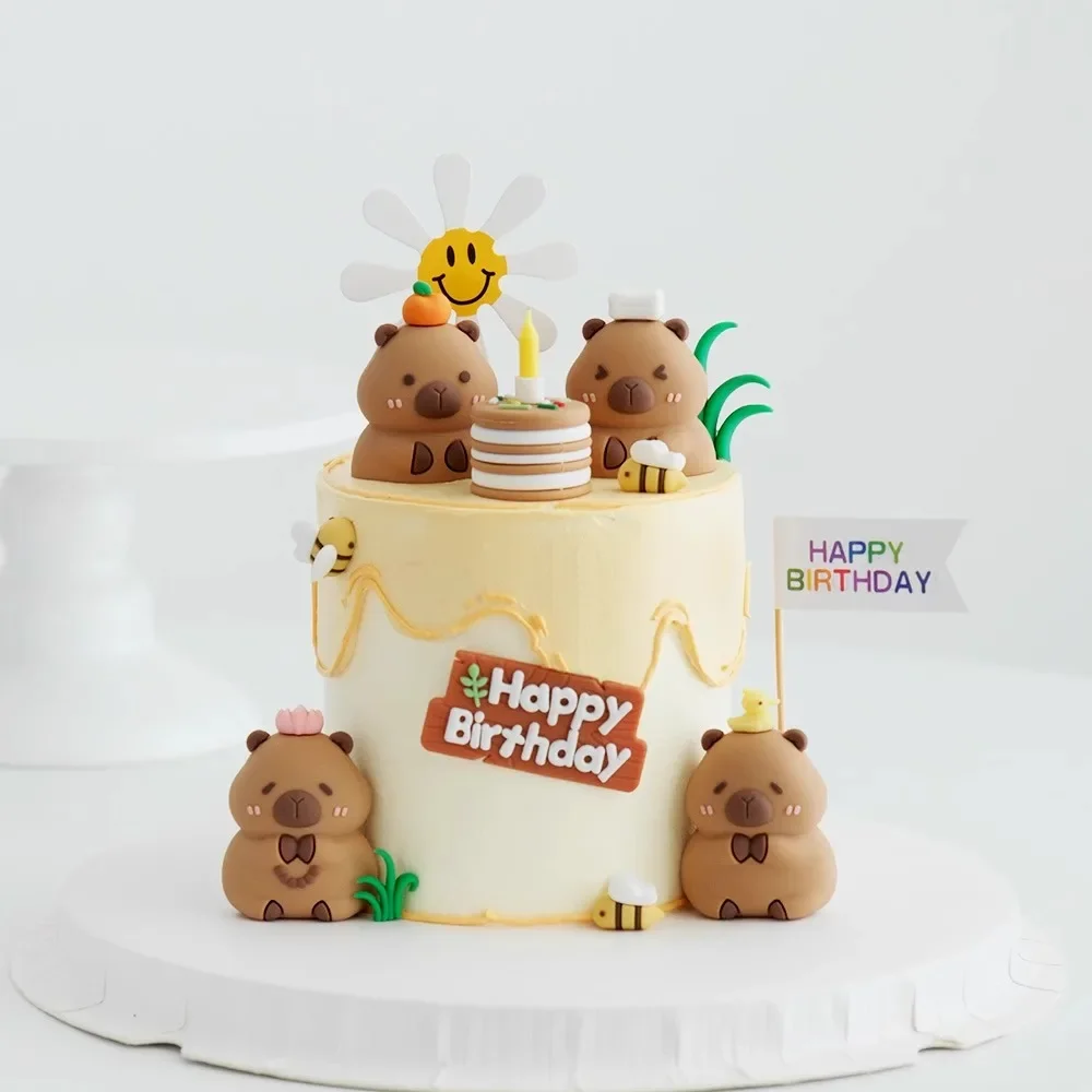 Entzückendes Capybara-Kuchenaufsatz-Set zum Backen von Dekorationen, Babyparty, Kindergeburtstag, Partyzubehör, Auto-Desktop-Heimdekoration – Detail 1