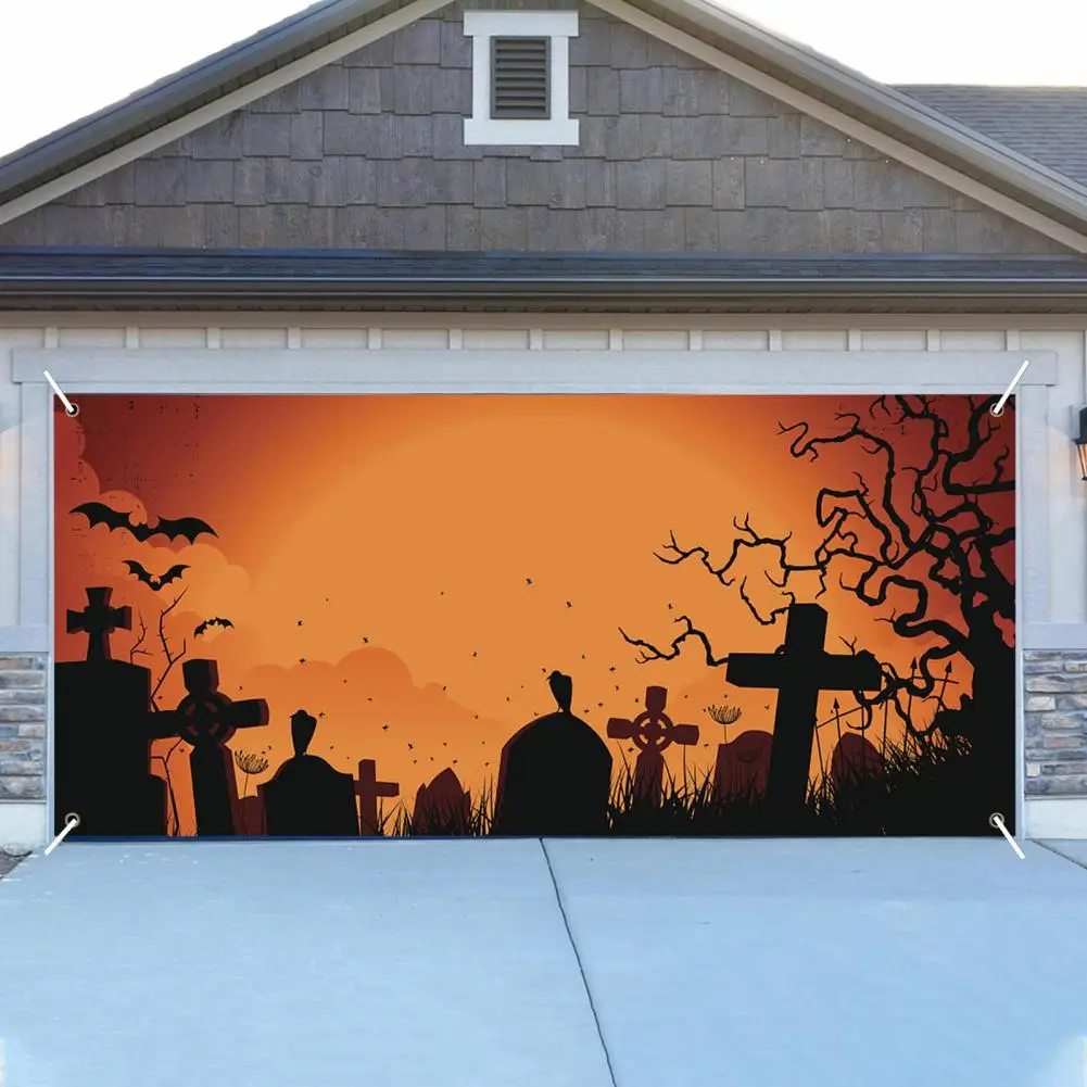 

Size Holiday Blood Handprint Garage Sticker Spooky Halloween Party Backdrop Create with Easy-to-hang Fabric Tapestry for Garage