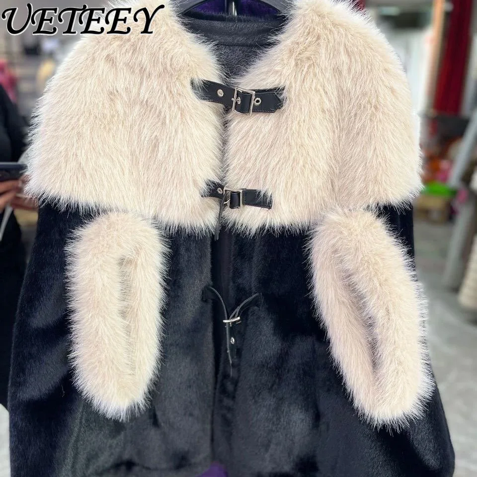 معطف شتوي عصري جديد بألوان متعددة لطيف وأنيق للنساء سترة فضفاضة وسميكة ودافئة عصرية برقبة مستديرة ومتعددة الاستخدامات