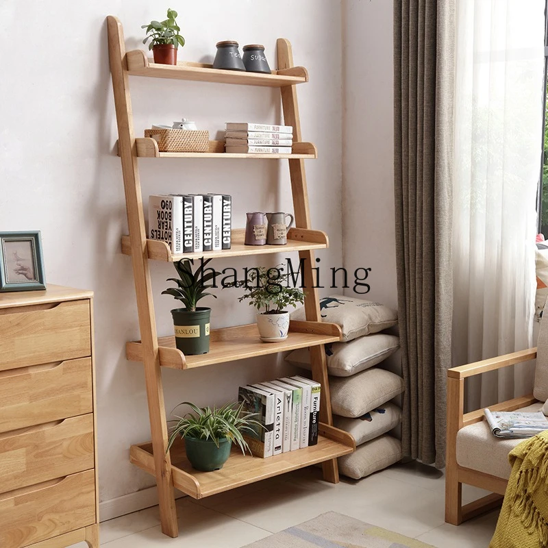 

ZYY solid wood floor rack trapezoidal bedroom bookshelf modern simple baffle multi-layer storage rack