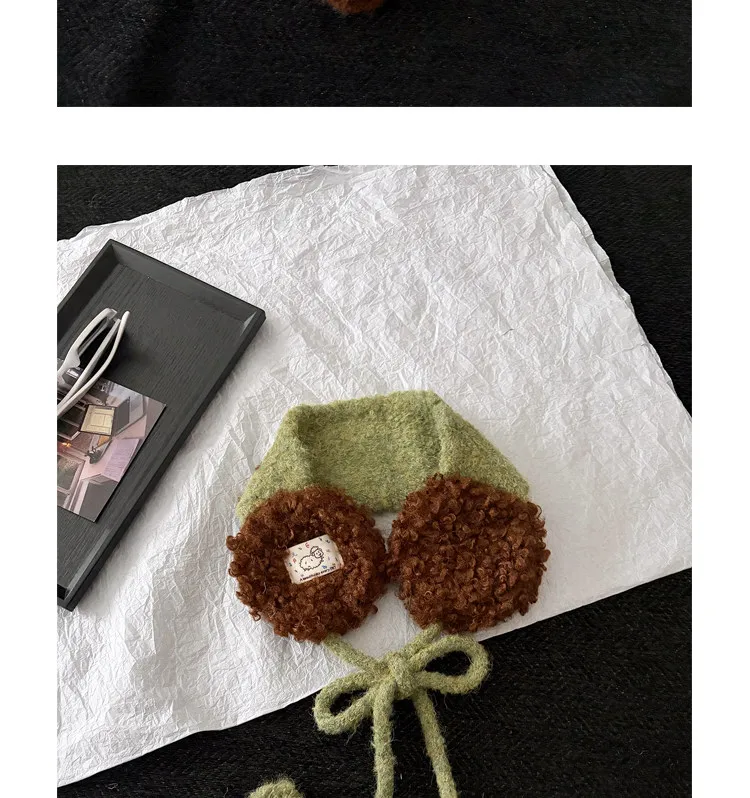 New Ins Style Contrast Color Strap Plush Earmuffs for Women Autumn Winter Cute Warm Outdoor Casual Versatile Headwear Ear Warmer
