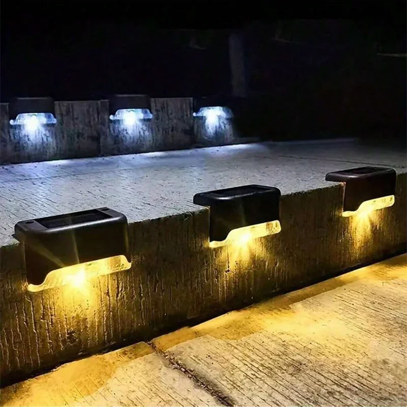 

1/4/10 шт. светодиодные солнечные светильники для ступеней, уличные садовые фонари, водонепроницаемые светильники для забора, декоративные светильники для патио, дорожек, террас, лестниц