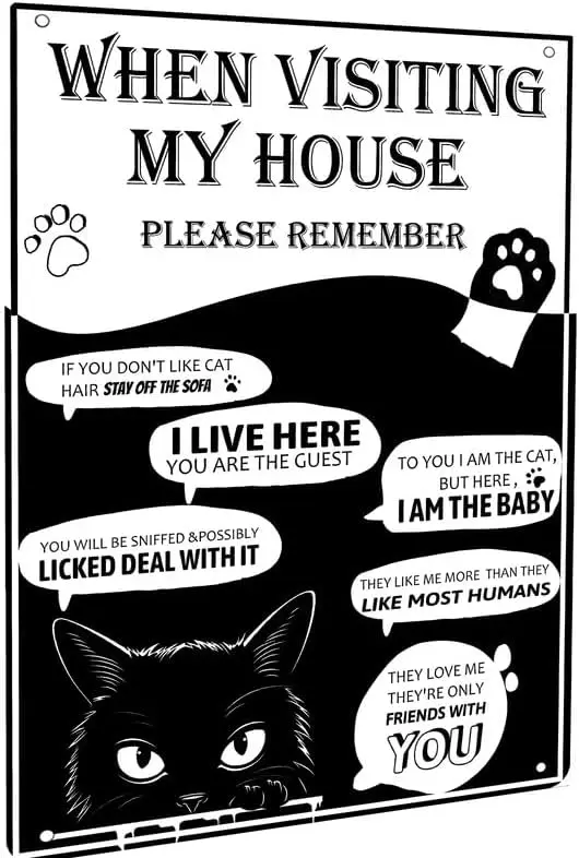 Vintage Black Cat Wash Your Paws Tin Sign When Visiting My House Please Remember Metal Signs for Home Classroom Bathroom Ki sign