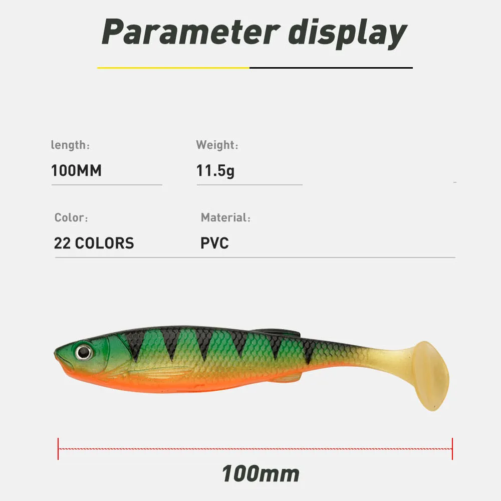 TEUKIM 3pcs ShadTeez 10cm 11.5g Pike Zander Predator Fishing 3D Eyes Soft Lure Worm Baits Fishing Lures