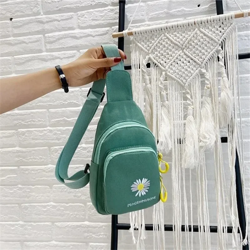 Embroidered Canvas Chest Bag Stylish Small Crossbody Bag Female Shoulder Bag for Women Daily Use, Travel, Running Outdoor Sports - view 2