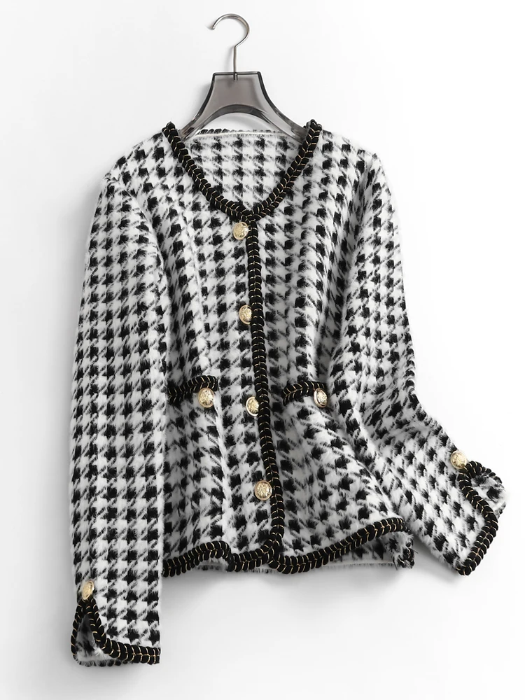 

Женский вязаный кардиган Long Sve, круглое пальто на одной пуговице, верхняя одежда Ele Lady Faion с кетами N667