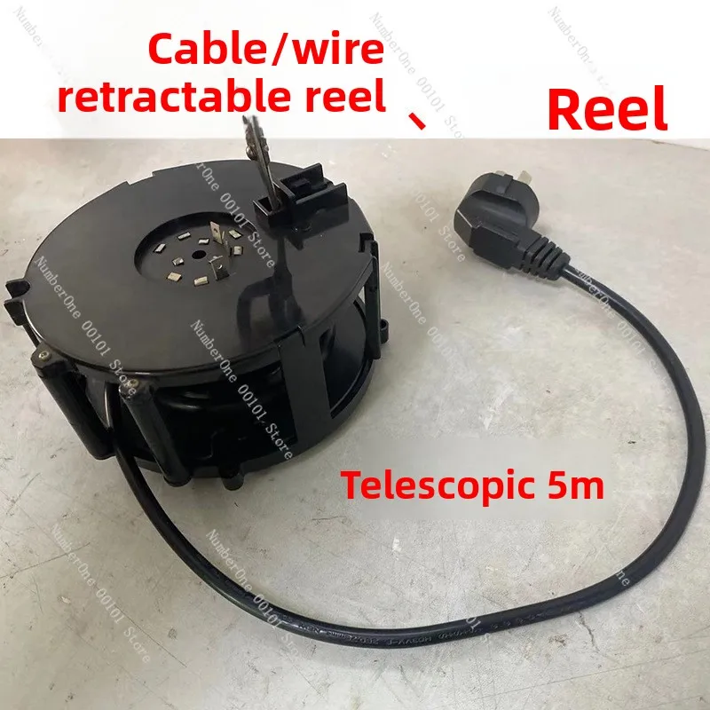 5m Length Rj45 Cat6 Cat7 Ethernet Cable Reel Spring Loaded Auto-rewind Wall Mount Retractable Extension Cable Reel with Bracket