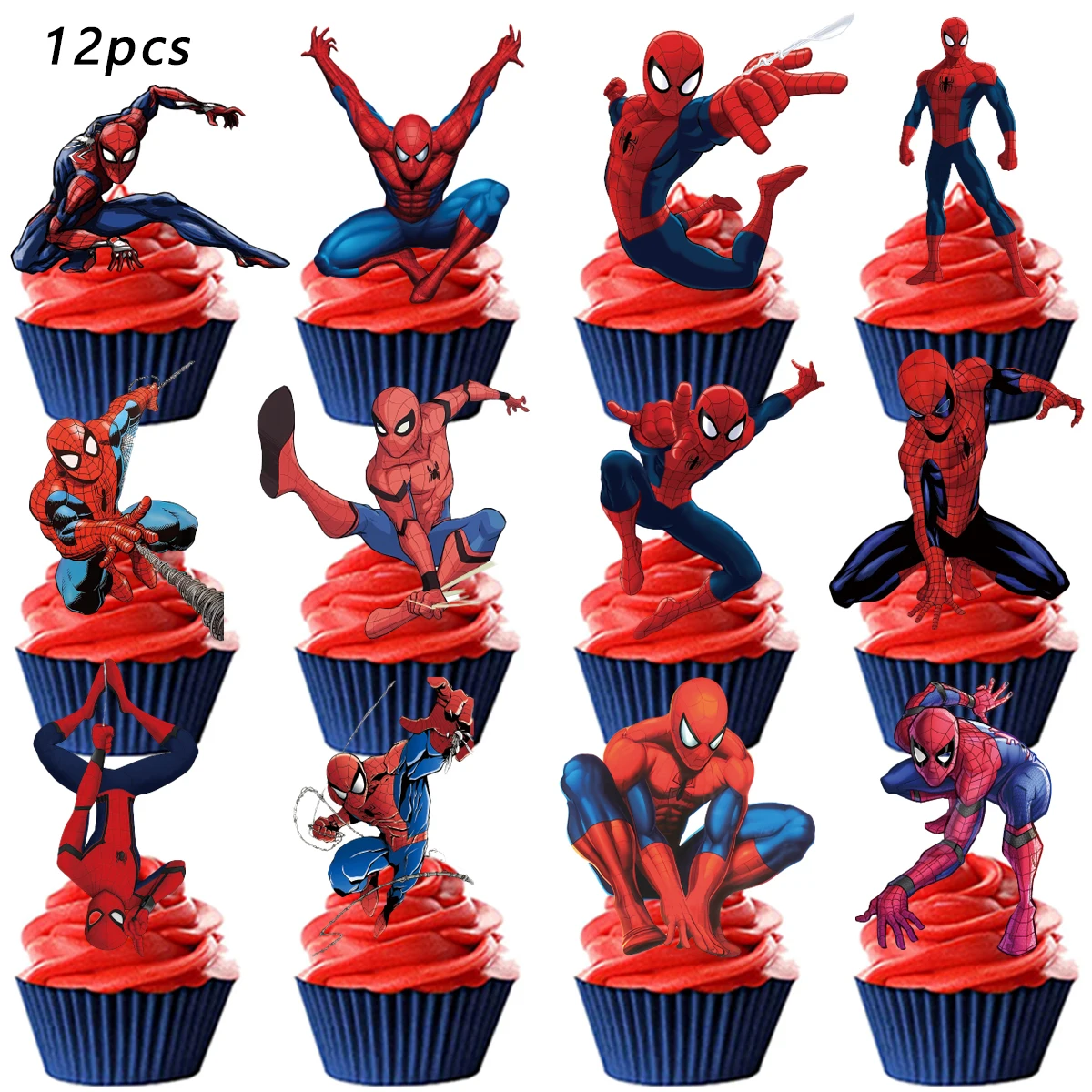 Spider-Man Cake Topper、Cupcake Toppers for Kids Happy Birthday Cake Decoration  Spider-Man birthday Party Gift，Cake Decorations - view 5