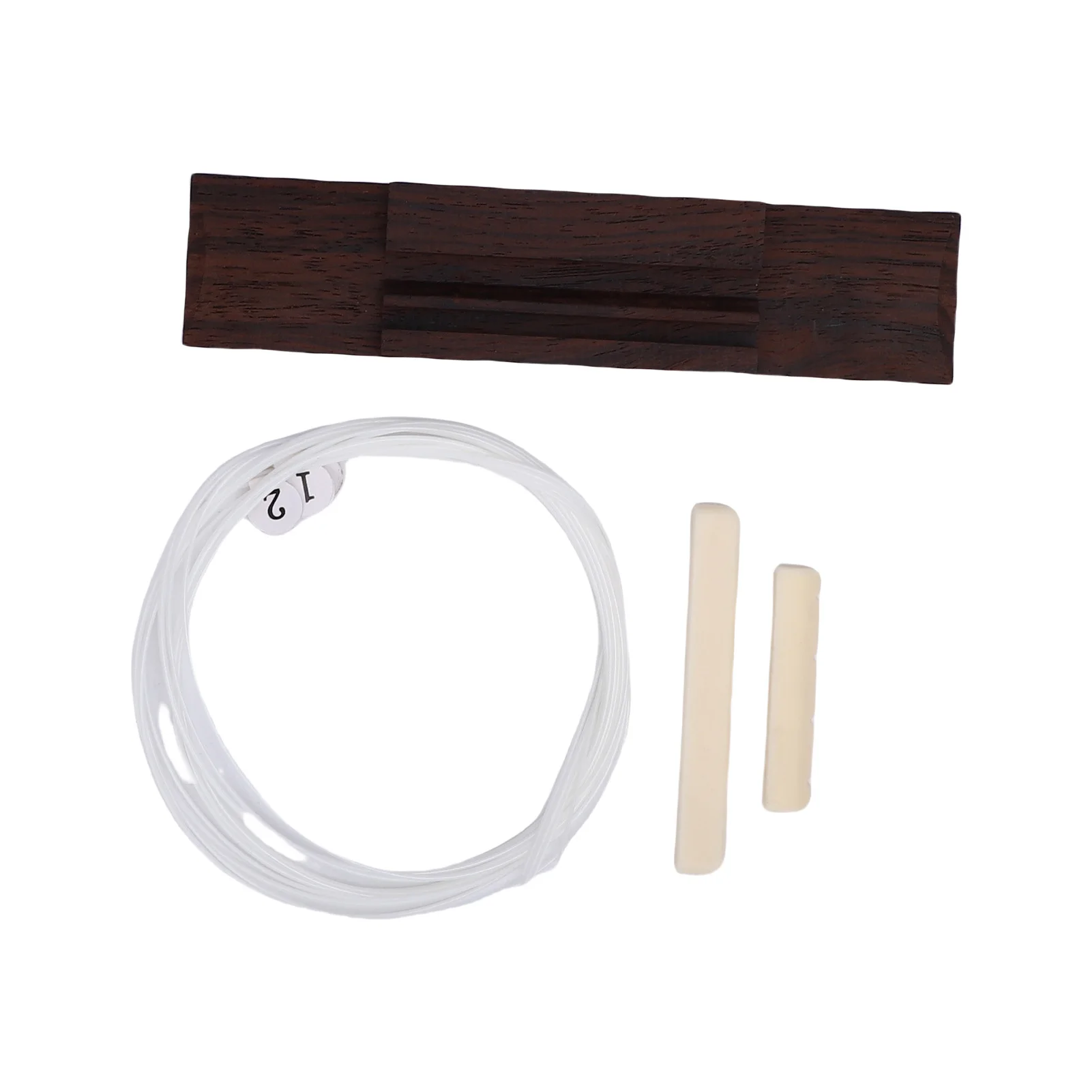 Ukulele Bridge Saddle Replacement Set Rosewood Bridge Nylon Strings Sound Upgrade Easy Installation for DIY Repair 4 String