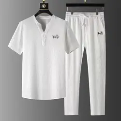 Chándal de estilo chino para hombre, conjunto informal de camiseta y pantalones, ropa deportiva de dos piezas, traje deportivo a la moda, novedad de verano, 2022