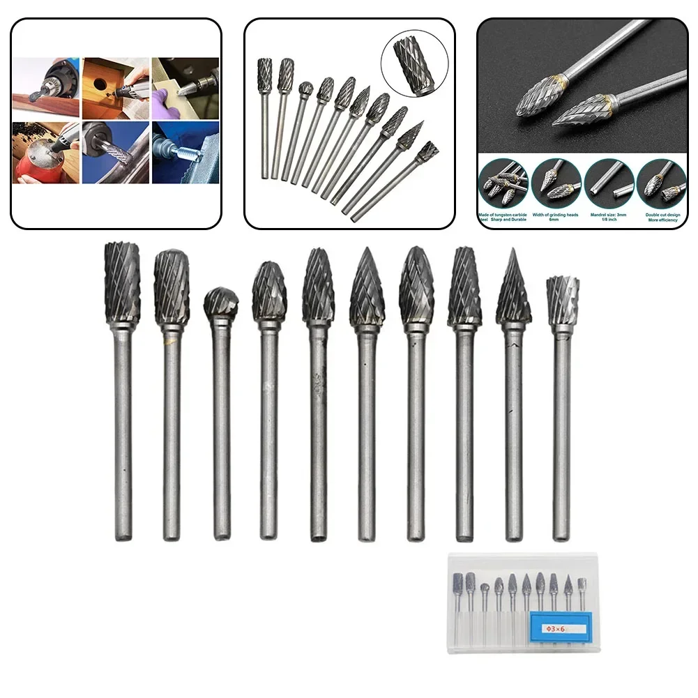 

10-Piece Grinding Set Carbide Steel Grinding Heads DIY Projects High-quality Materials Variety Of Grinding Heads