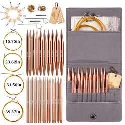 Aluminum Circular Knitting Needles Set Interchangeable Crochet Hooks Weaving Yarn Knitting Craft Tools Accessories Kit Needle
