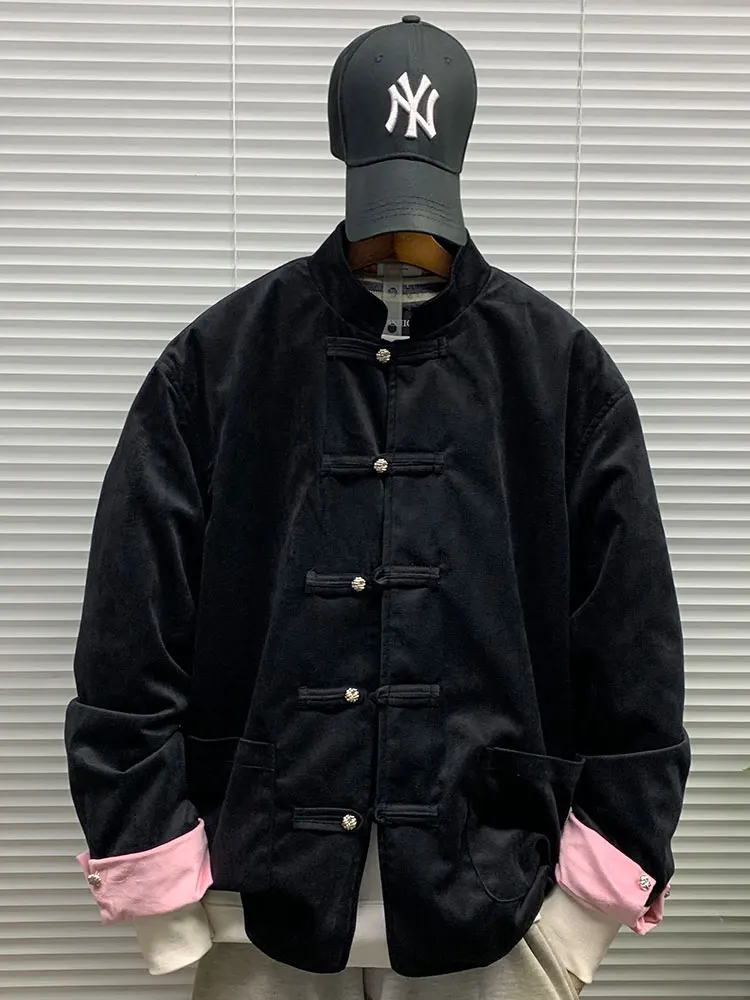

New Chinese Sle irt Coat Men's Spring Autumn Sle Cotton Wool Blend Cuff Long Sve Casual Faion Top
