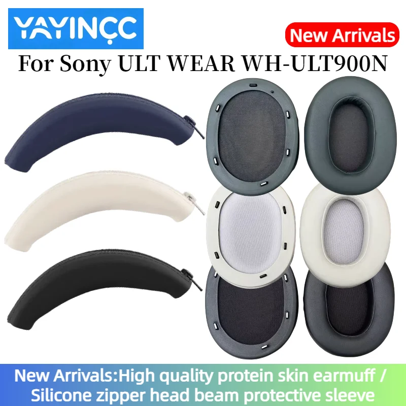 

YAYINCC Replacement earmuffs with plastic clips/ Silicone zipper head beam protective cover for Sony ULT WEAR WH-ULT900N headset
