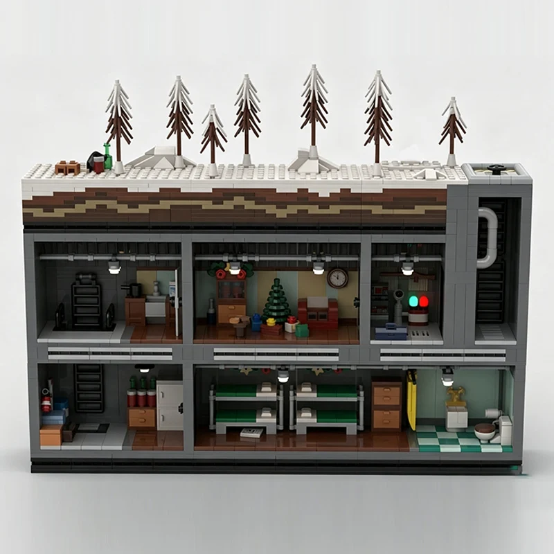 City Street View Model MOC Building Bricks Nuclear Winter Wonderland Modular Technology Gifts Holiday Assemble Children Toy Suit