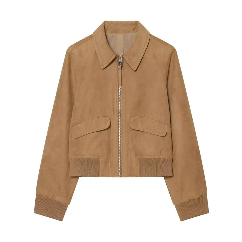 Fall 2026 Women's Pilot Jacket Design Casual Style Zipper Closure Collared Outerwear Versatile Fashionable Ladies' Short Coat