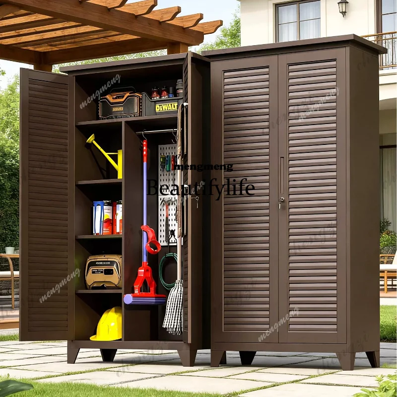 R134 Nordic Creative Courtyard Storage Tool Cabinet Modern Open-air Rainproof Louvered Door Storage Cabinet Outdoor Furniture