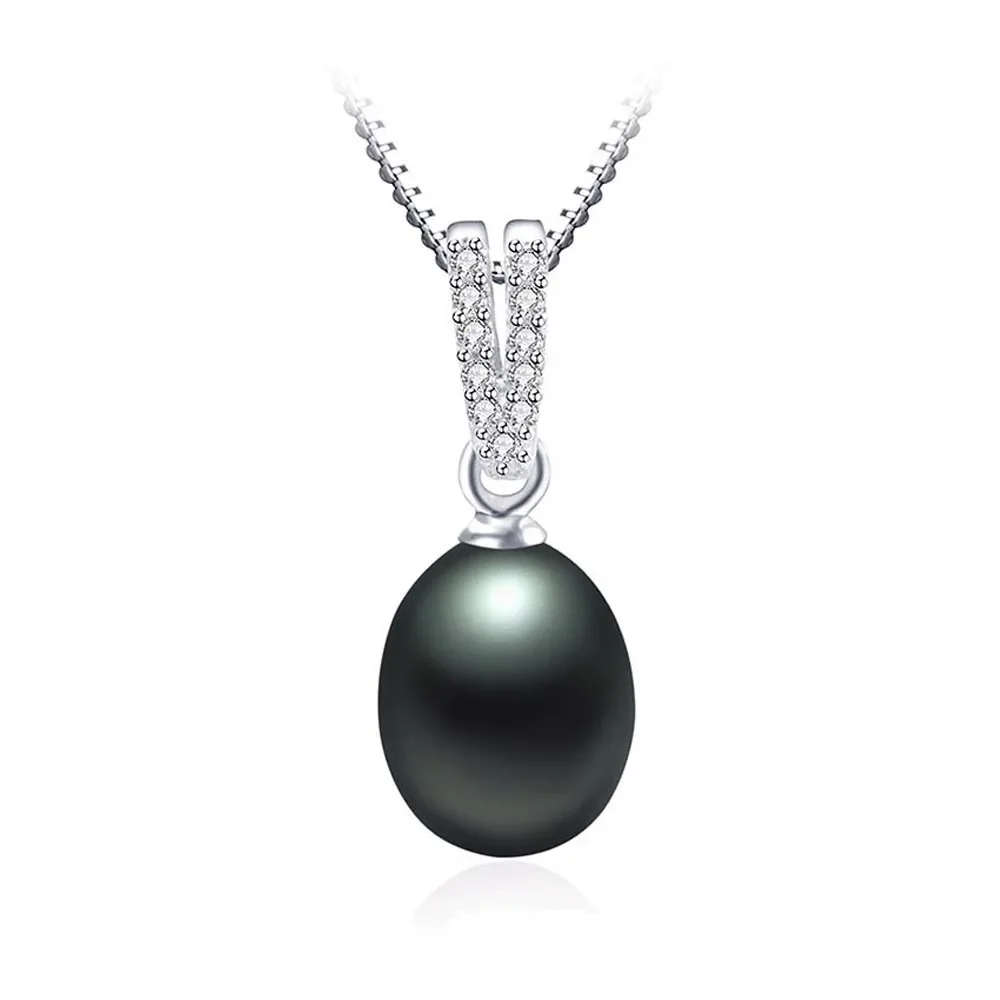 AAA Zircon 100% Natural Freshwater Pearl Pendants For Women Elegant Silver 925 Necklace 45cm Fine Jewelry(No Chain)