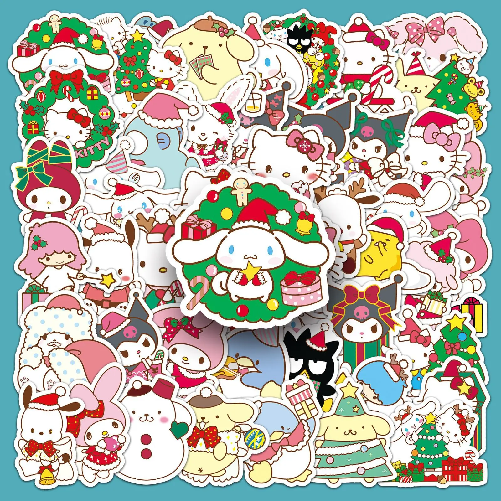 

Cartoon Kuromi Christmas Stickers, Adorable Hello Kitty Cartoon Decorative Stickers DIY Stickers for Refrigerators and Notebooks