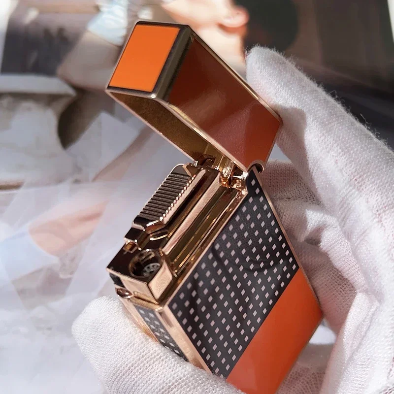 2024 DERUI Business Gas Lighter Compact Jet Butane Engraving Metal Gas Bright Sound Cigarette Lighter Inflatable No Gas