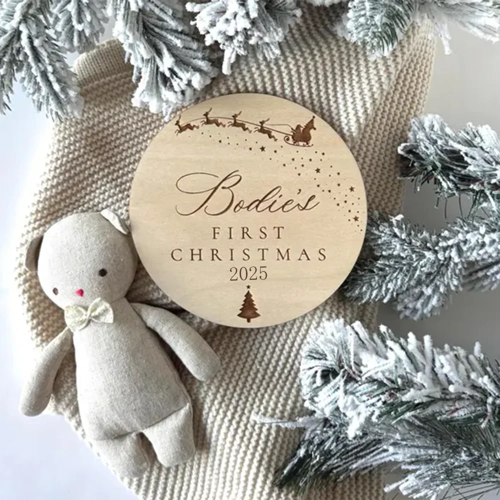 

Personalized Baby's First Christmas Wood Keepsake Christmas Holiday Milestone Marker Newborn Photo Prop Baby Shower Birth Gifts