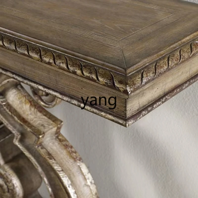 

LTT Американский ретро входной столик из цельного дерева Европейский коридор резной входной столик светлый роскошный стол с торцевым видом