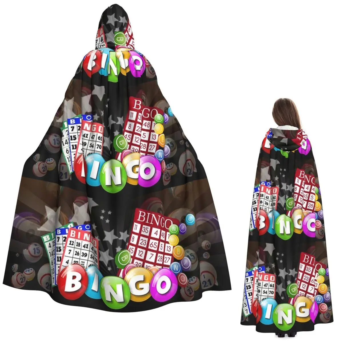 

Длинный плащ с капюшоном и картой бинго, средневековый костюм ведьмы, накидка для косплея, накидка на Хэллоуин, вечеринка для взрослых, унисекс