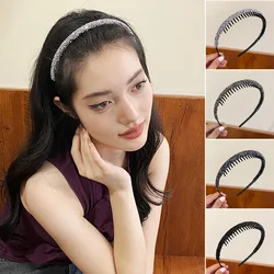 New Hot Thin Crystal Headbands Women Solid Head Hoop Non-Slip Toothed Hairbands Rhinestones Anti-slip Hair Hoop Hair Accessories