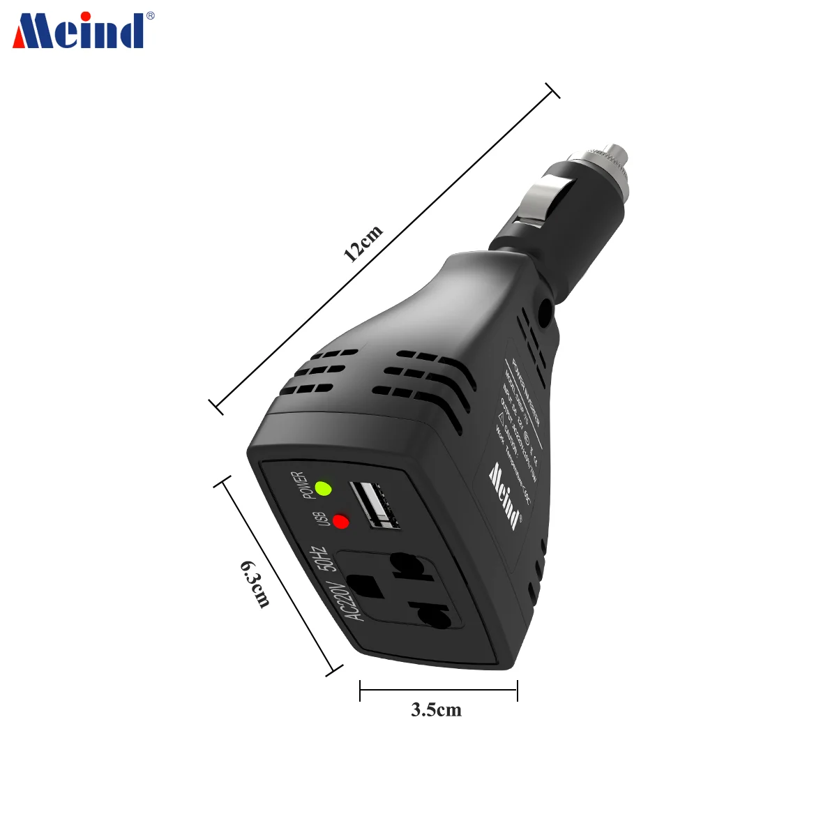 Meind 75W Power Inverter DC 12V to AC 220V Car Charger Plug in Adapter Outlet with USB Port Portable Power Converter for  Car