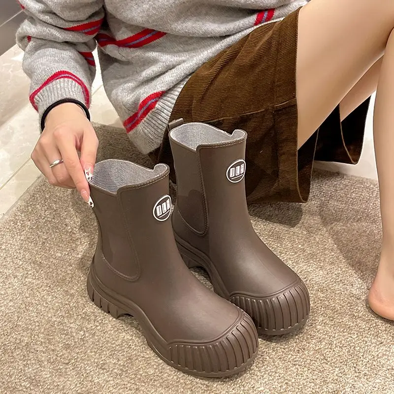 

Женские уличные водонепроницаемые дождевики до середины икры, износостойкие, нескользящие, на толстой подошве, для путешествий, на кухне, водонепроницаемые, утолщенные