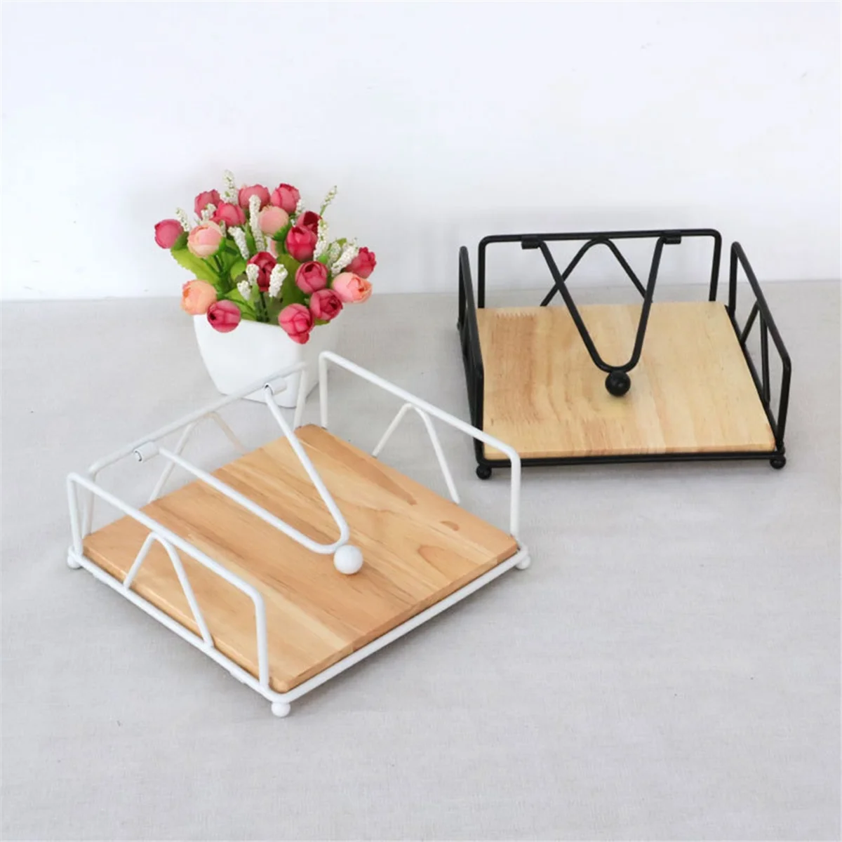 ABLK держатель для салфеток из цельного дерева, домашний контейнер для салфеток, золотой металлический чехол для салфеток для украшения отеля и ресторана, A