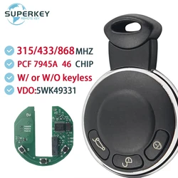 3456371-01 per BMW MINI Cooper 2006 2007 2008 2009 2010 2011 2012 2013 chiave per auto a distanza PCF7945A ID 46 CHIP 315/868 MHz 5 wk49331