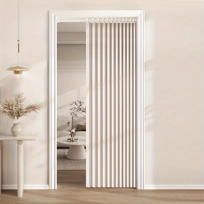 Room Divider Curtain for Kitchen and Fitting Room, Folding Privacy Panel with Soft Drape and Modern Home Style
