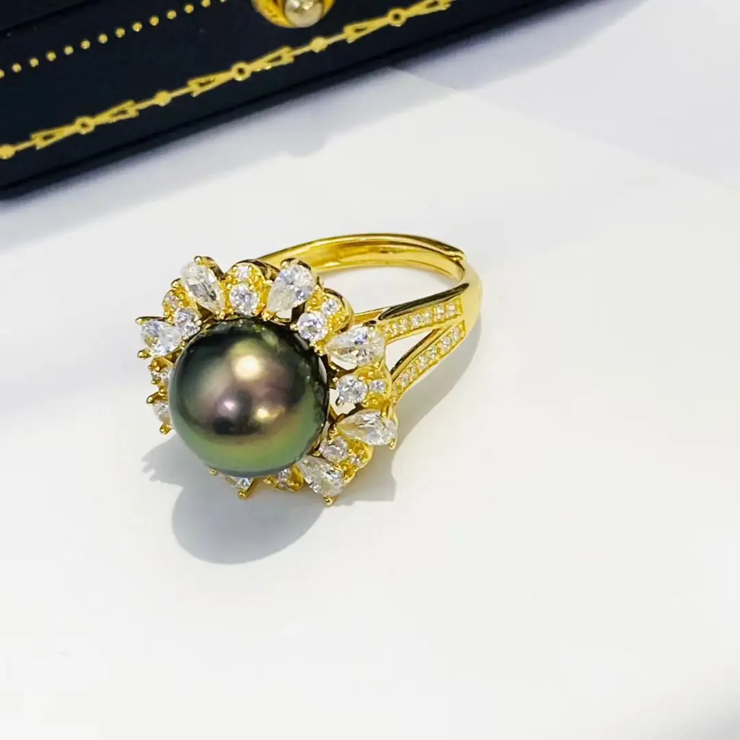 Wholesale S925 Sterling Silver Adjustable Ring Mount Settings Findings Mountings Accessory Parts for 10-11mm Pearls 5pcs/lot