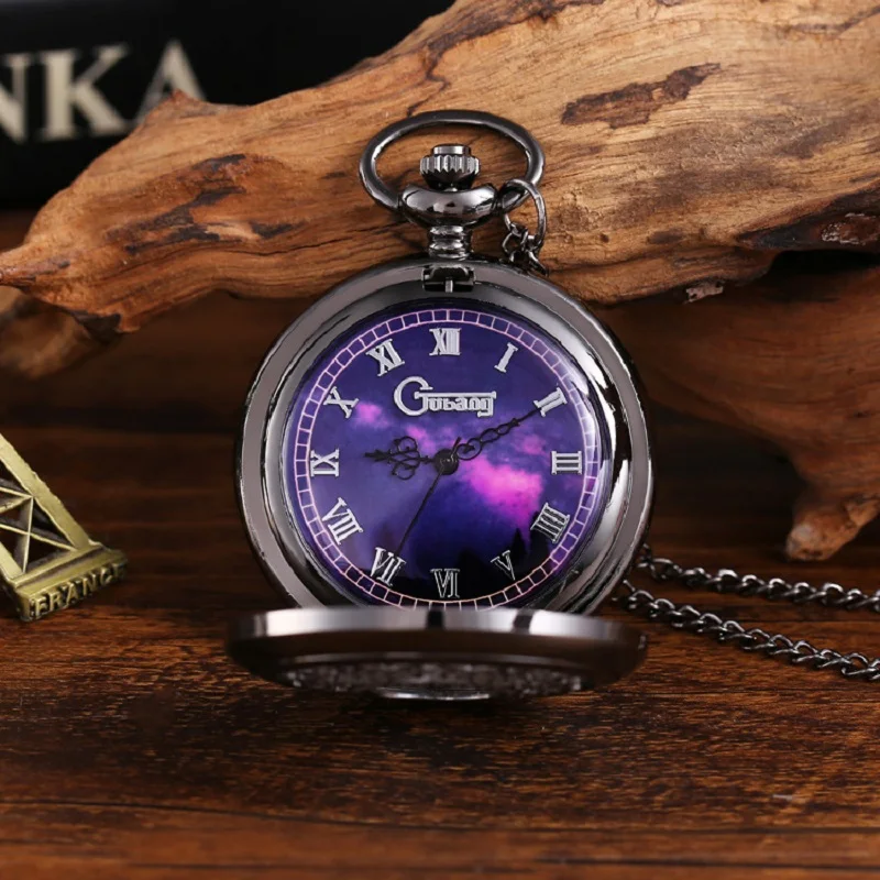 12 Types New Fashion Alloy Black Starry Sky Hollow Retro Pocket Watch Creative Gift Necklace Clock Chain Watches Birthday Gifts