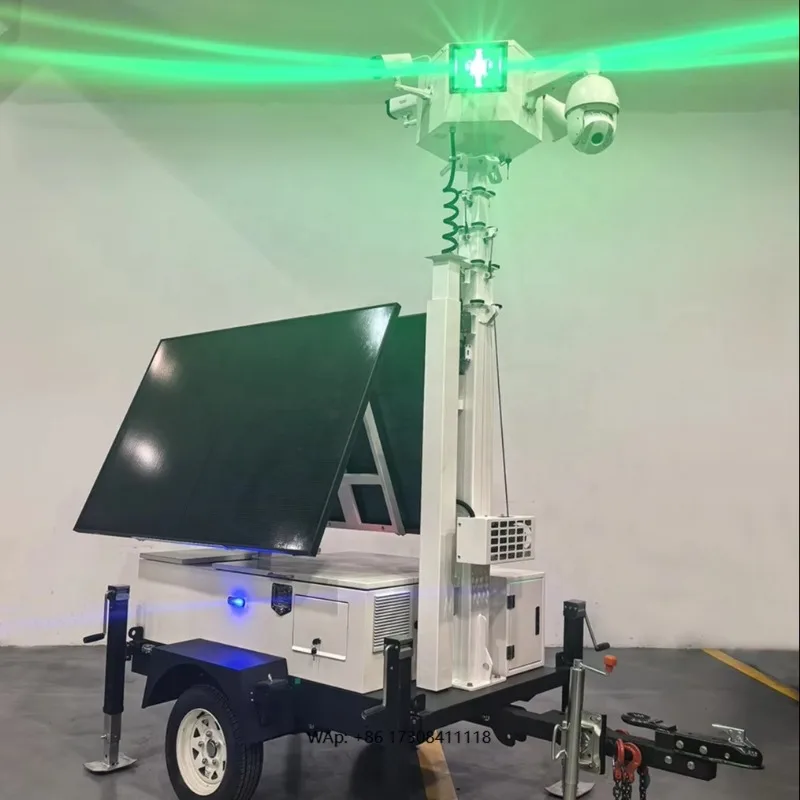 Outdoor Security Solar Tower 2*435W Solar Panels Mobile Solar Monitoring Tower Mobile Surveillance Trailer