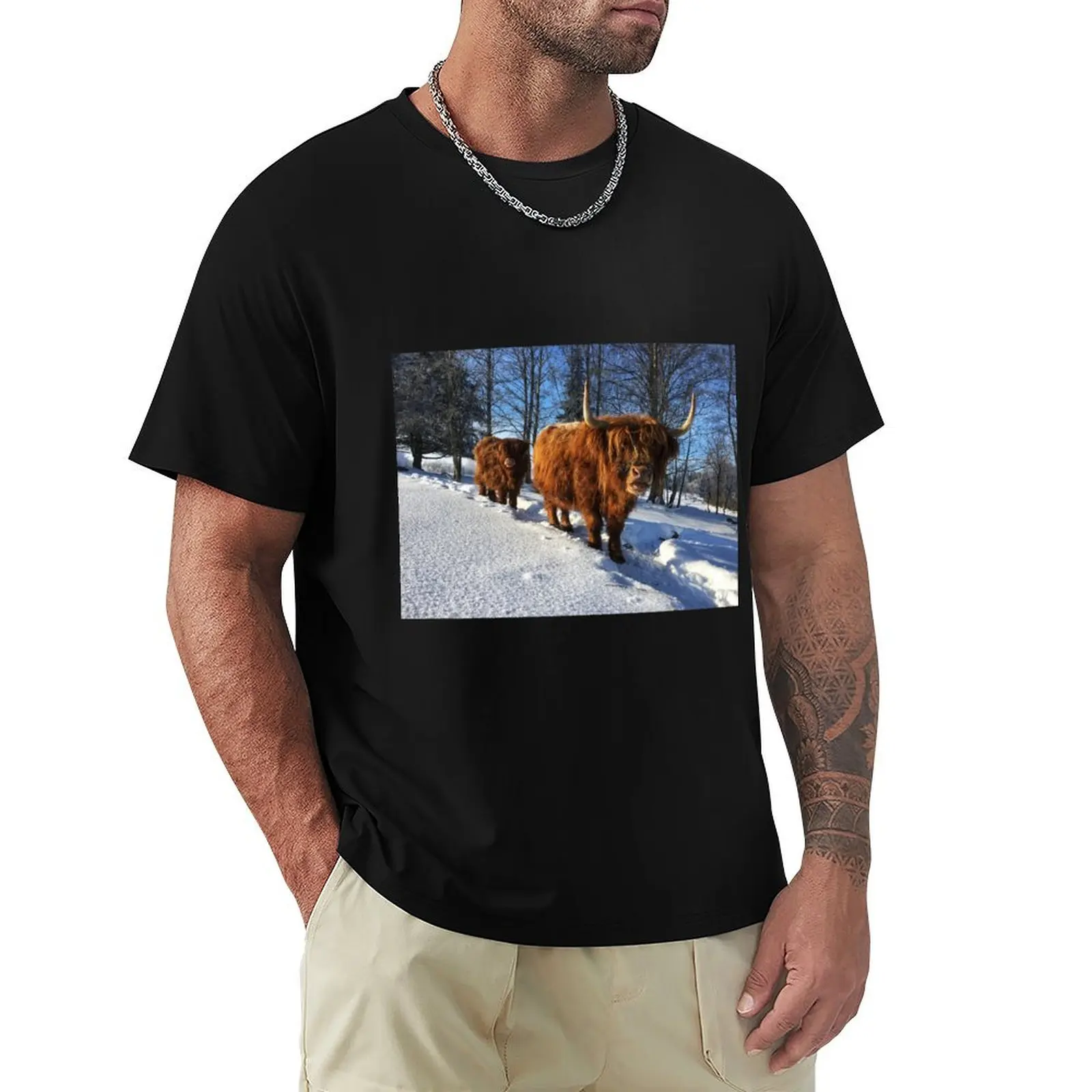 

Scottish Highland Cattle Cow and Calf 1688 T-Shirt customs design your own customizeds men workout shirt