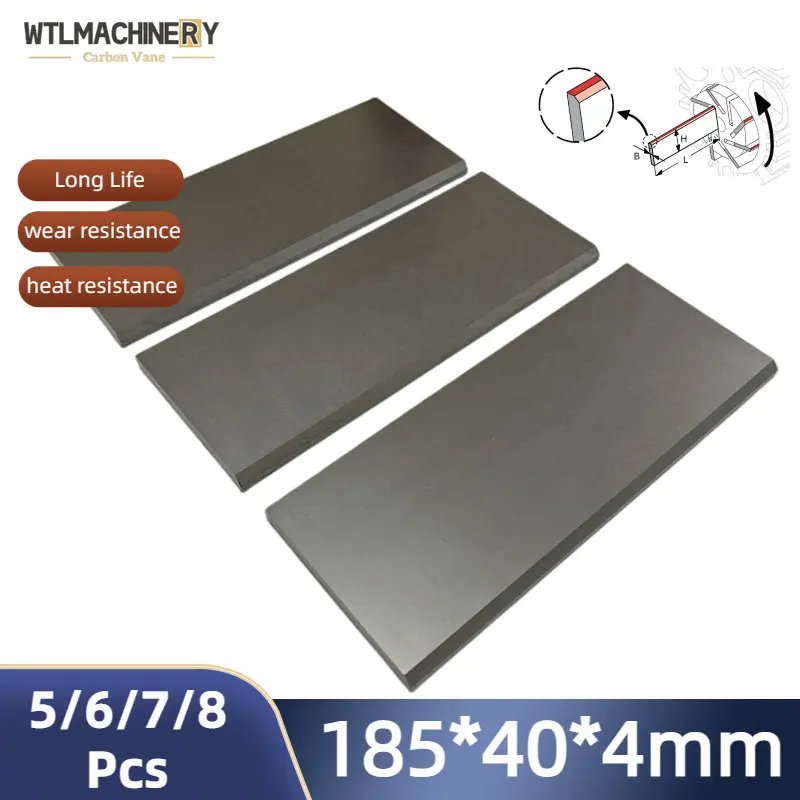 185x40x4mm Graphite Carbon Vane Carbon Sheet For Vacuum Pump Blades Suit For Compressor Air Pump 5/6/7/8 Pcs