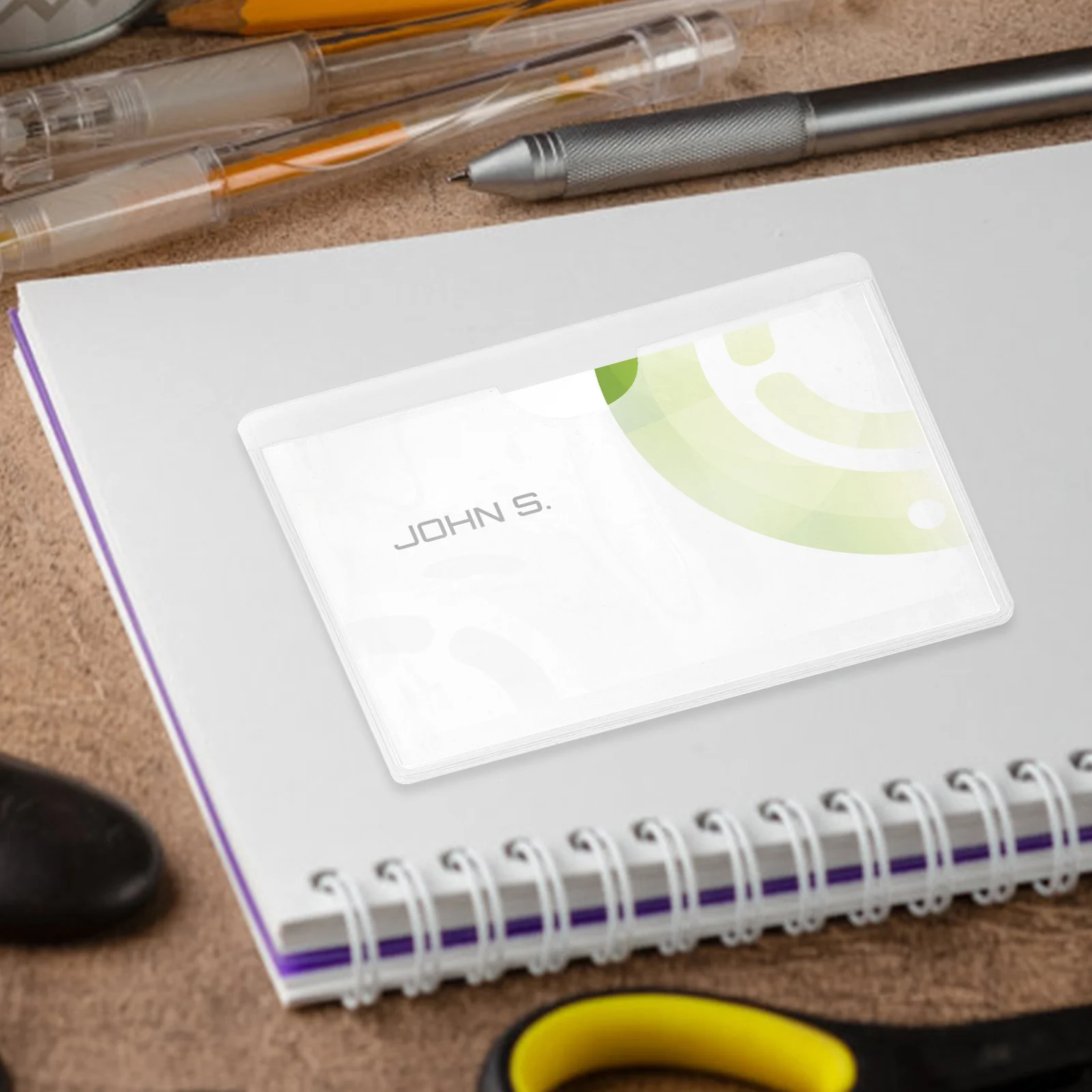 

100Pcs Self Adhesive Business Card Holder Sleek Design for Storing Cards Anywhere Self Adhesive Business Card Holder