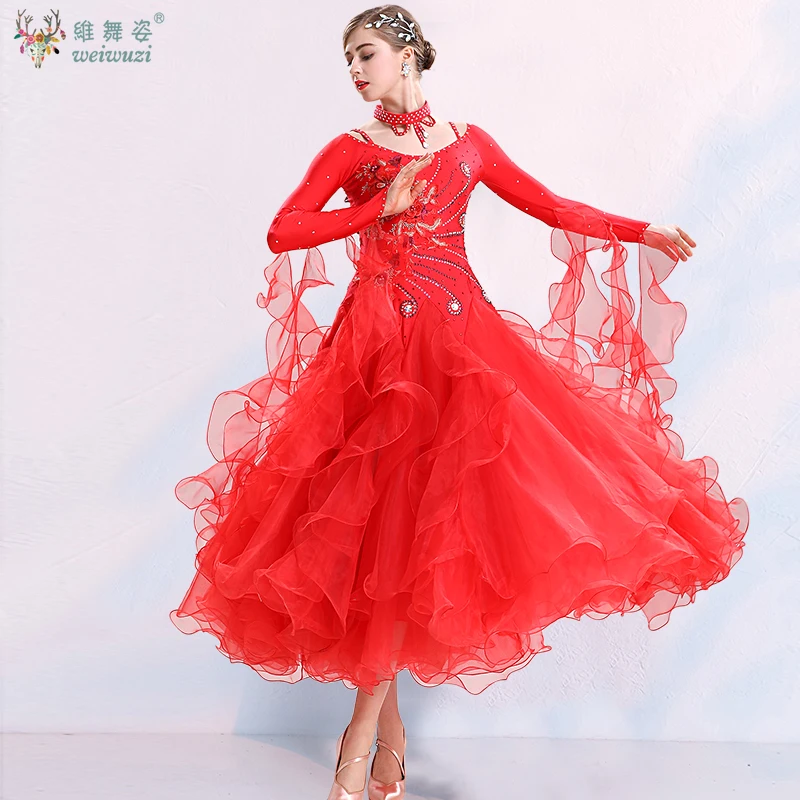 Ballroom Dancing High End AB Stones Competition Clothing Big Swing Dress Rumba Waltz Tango Modern Dance Performance Costume