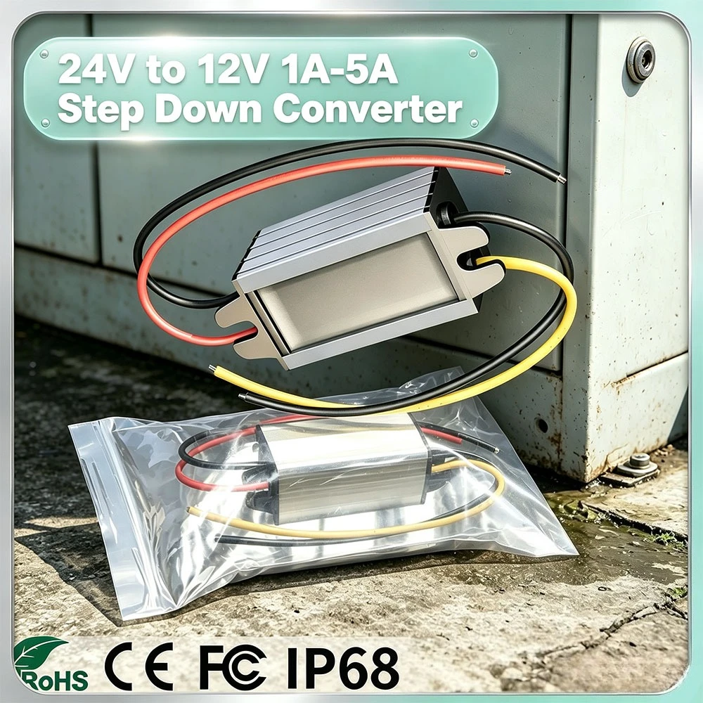 DC DC Converter Step Down 24V to 12V 1A 2A 3A 4A 5A Buck Model Converter Regulator 24V to 12V Waterproof Module for Cars Solar