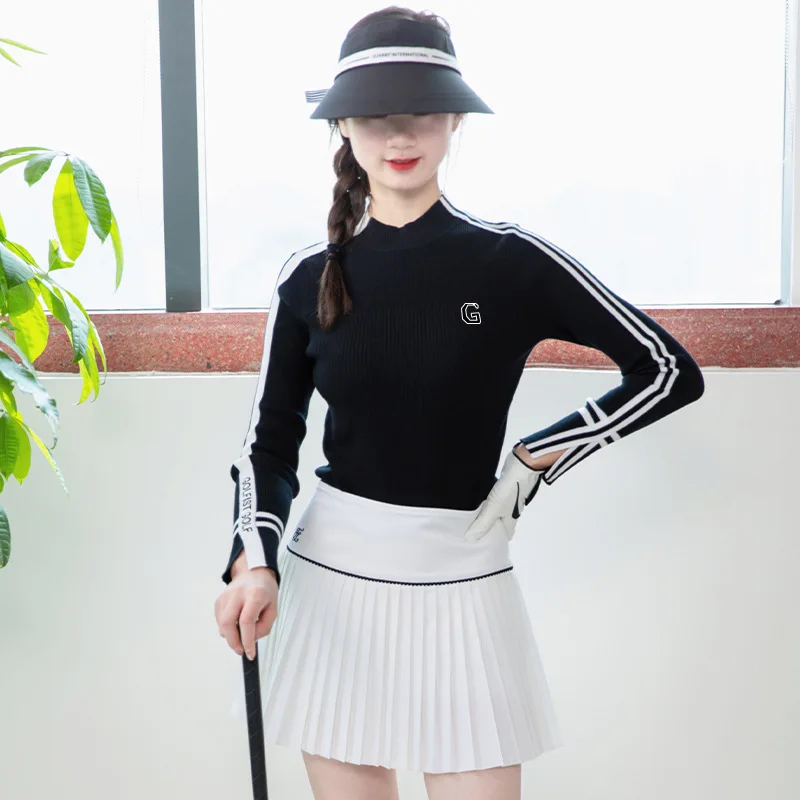 Women's Golf Wear 2024 New Autumn Winter Long Sleeves knitted Sweater Shirt Badminton Tennis Training Top Clothes Korea Style