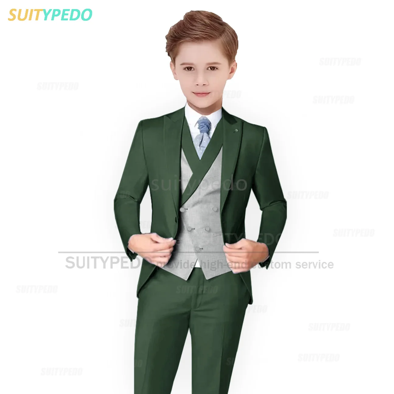 Big Boys Suit Sets Fashion Prom Elegant Blazer Vest Pants 3 Pieces Child Party Formal Outfits Luxury Flower Kids Wedding Tuxedos