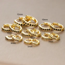 2PCS Stainless Steel Minimal Hoop Earrings Black Crystal Zirconia Small Huggie Cartilage Earring Helix Tragus Piercing Jewelry