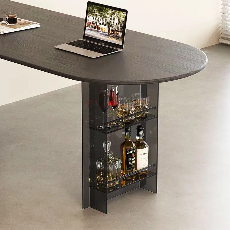 ！@Custom Black Acrylic Suspension Table Leg for Modern Coffee & Dining Tables Living Room Furniture with Wine Cabinet Foot Brack
