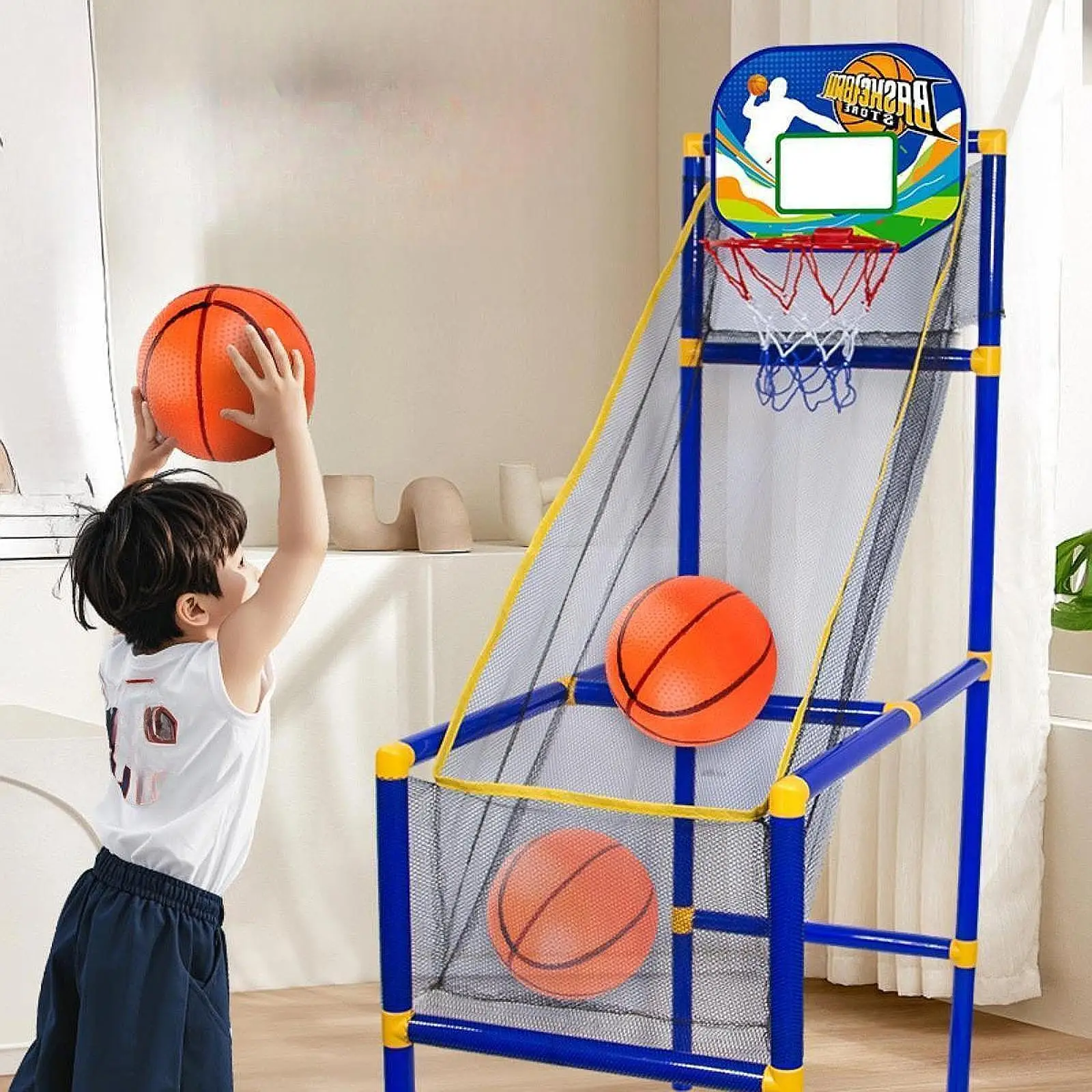 Soporte de baloncesto para interiores y exteriores, tablero de baloncesto para niños, juguete de competición deportiva, Arcade en casa, juguetes de entrenamiento de tiro de baloncesto