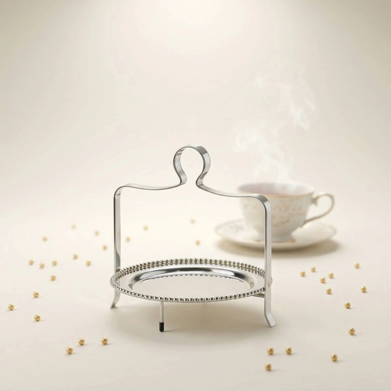 Dessert Stand with Handle Metal Stainless Steel Cake Stand Single Tier Dessert Riser Sturdy Easy to Clean for Bakers