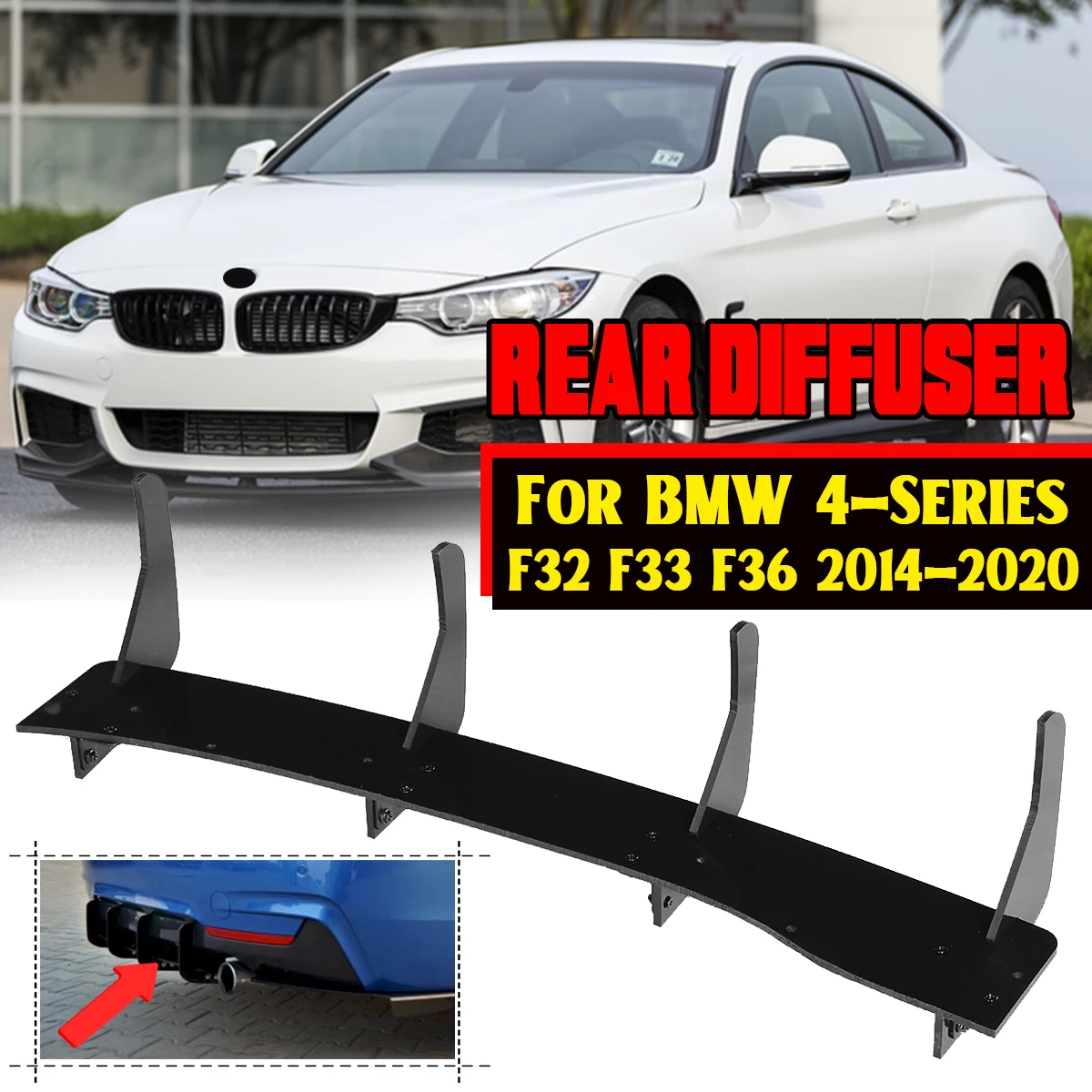 

Car Rear Bumper Lip Diffuser Spoiler Chassis Rear Splitters For BMW F32 F33 F36 4-Series 2014-2020 Rear Bumper Diffuser