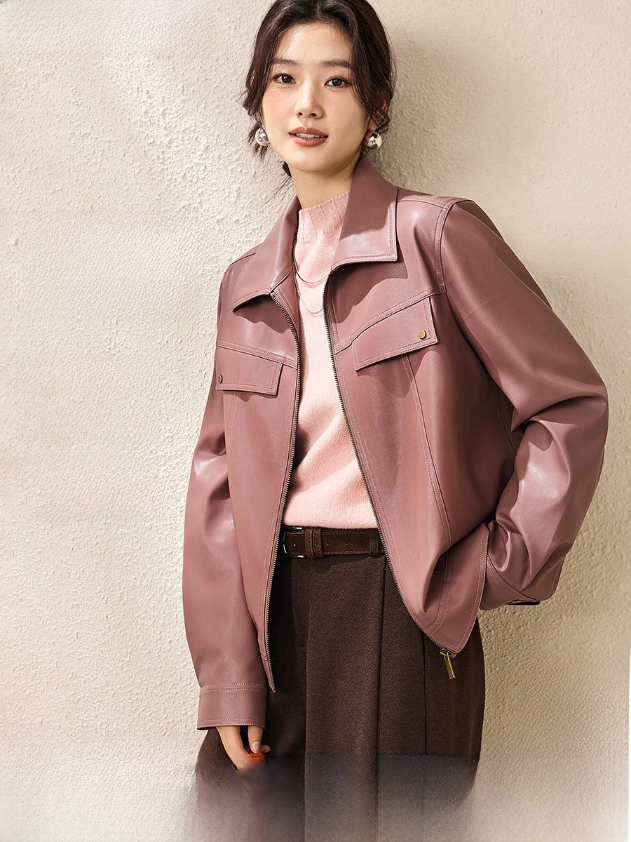 Moderne rétro Waed coton vêtements de travail en cuir Jaet ort décontracté Sle vêtements d'extérieur pour femmes automne 2025 nouveauté